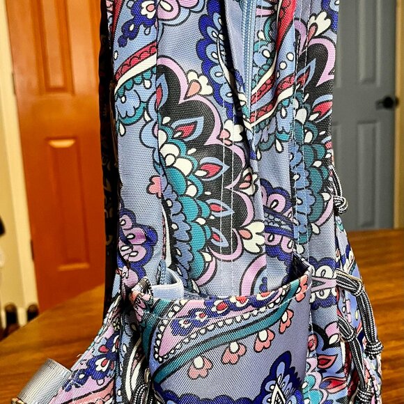 Vera Bradley Lighten Up Purple Grand Backpack In The Kona Paisley Pattern - Picture 4 of 10